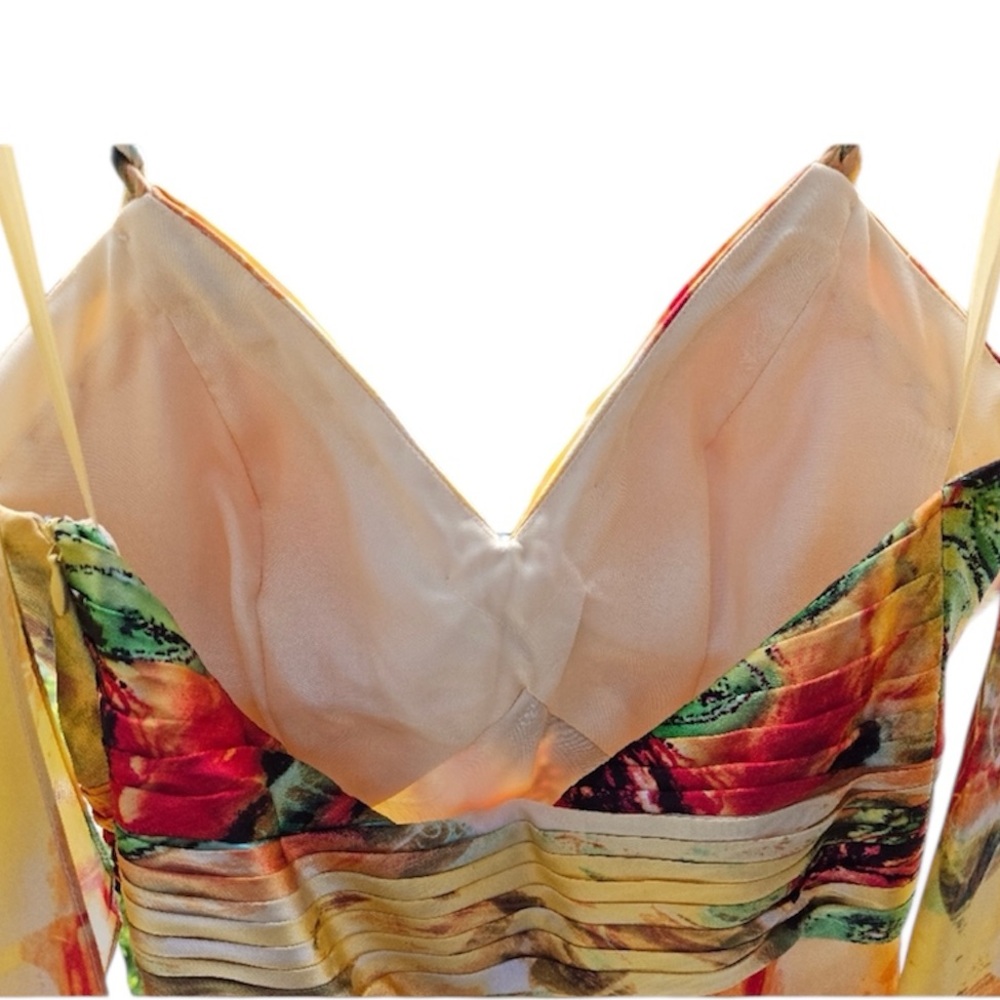 Cache Yellow Multi Floral Halter Silk Midi Dress - Picture 5 of 11